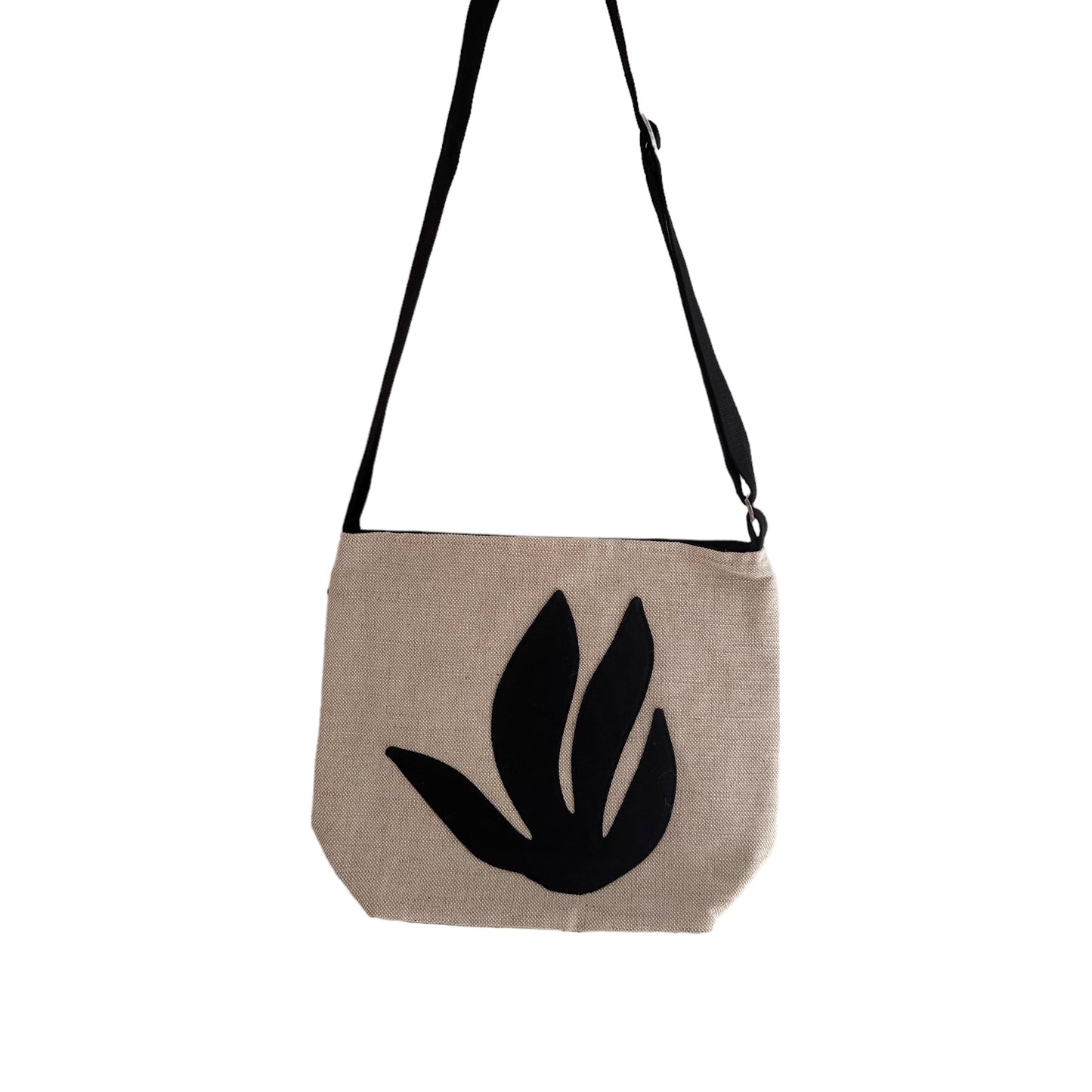 Botanical Crossbody Shoulder Bag in Black