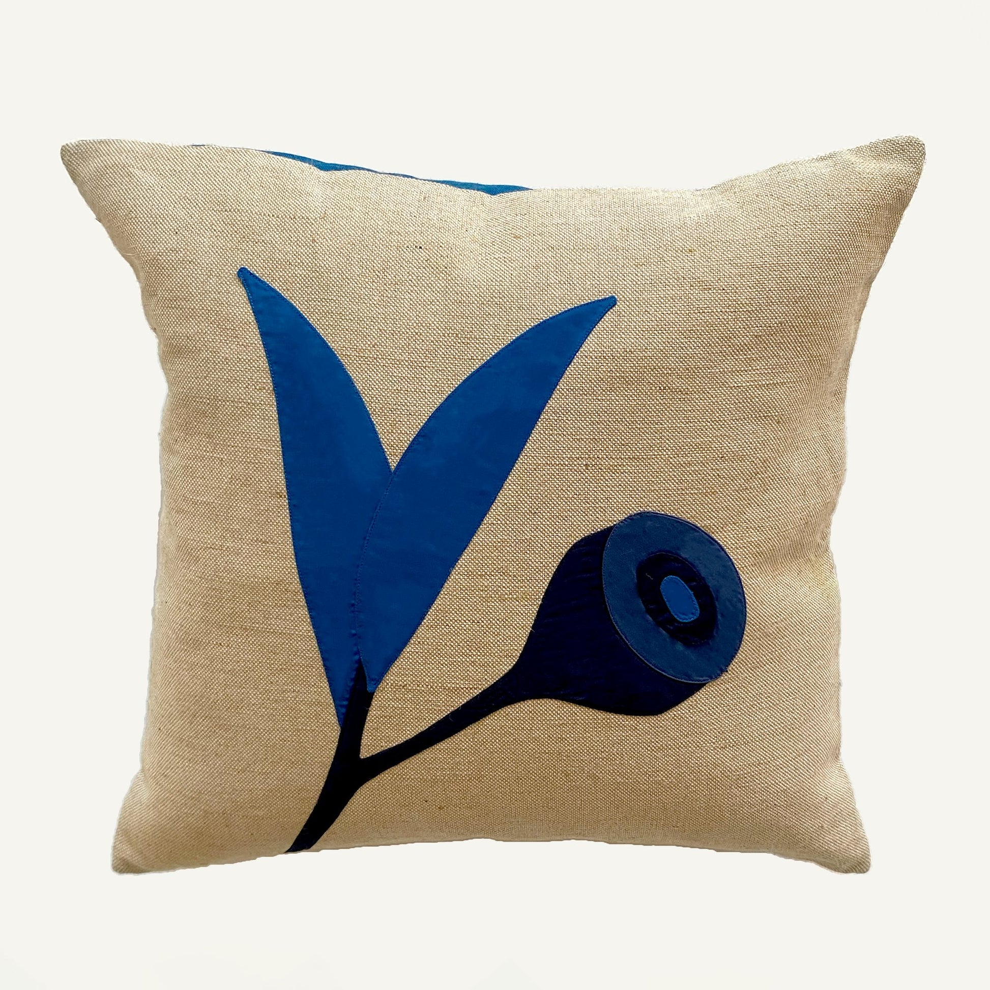 Gumnut Leaf Cushion in Navy Blue WEFTshop 50cm 