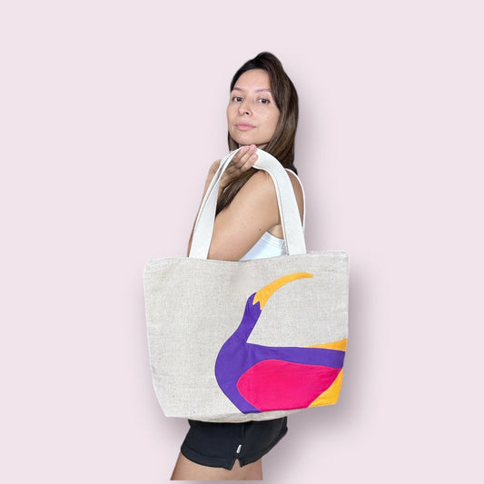 Ibis Jute Tote in Purple & Pink Bags and purses WEFTshop