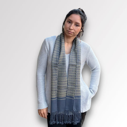Mountain Scarf, Hand-loomed Scarves and shawls WEFTshop Yellow/Blue