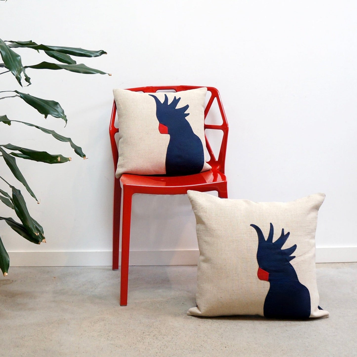 Cockatoo Cushion in Navy