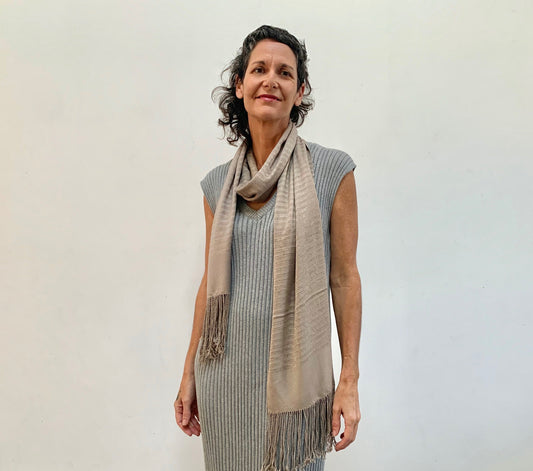 Pleh Meh Scarf in Sand, Hand-Loomed Scarves and shawls WEFTshop
