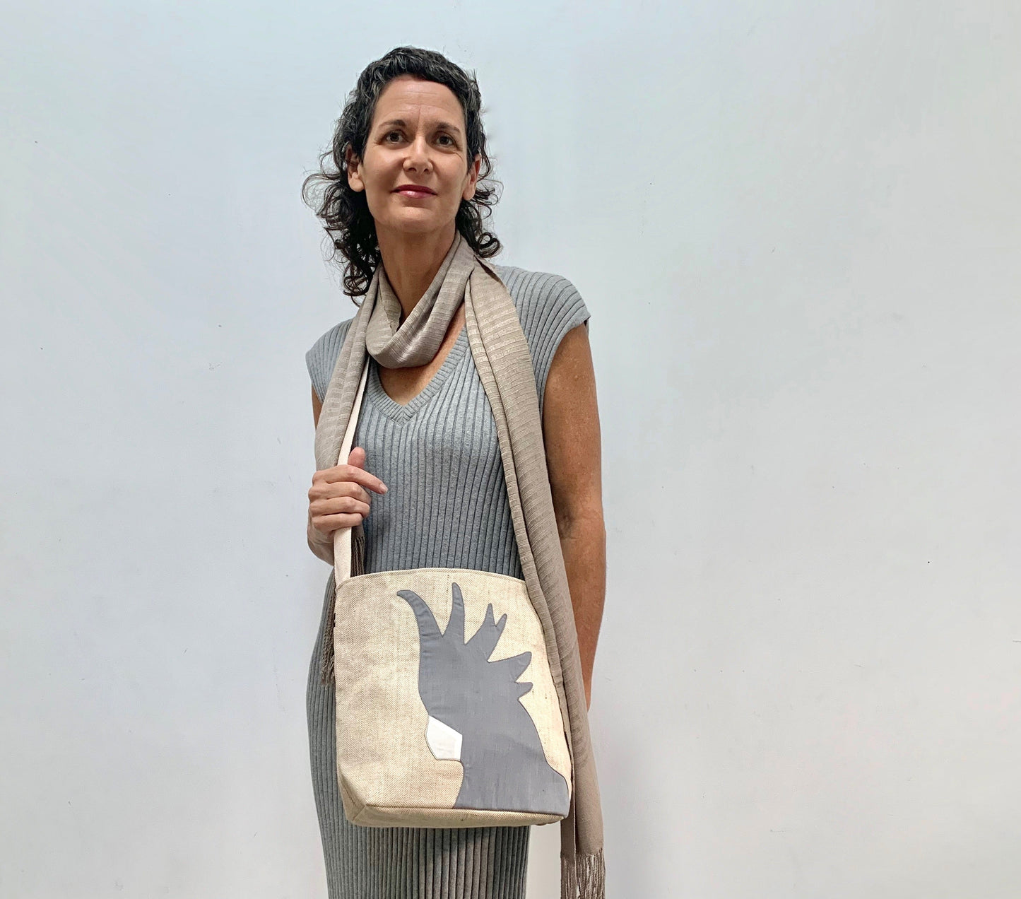 Cockatoo Crossbody Shoulder Bag in Grey