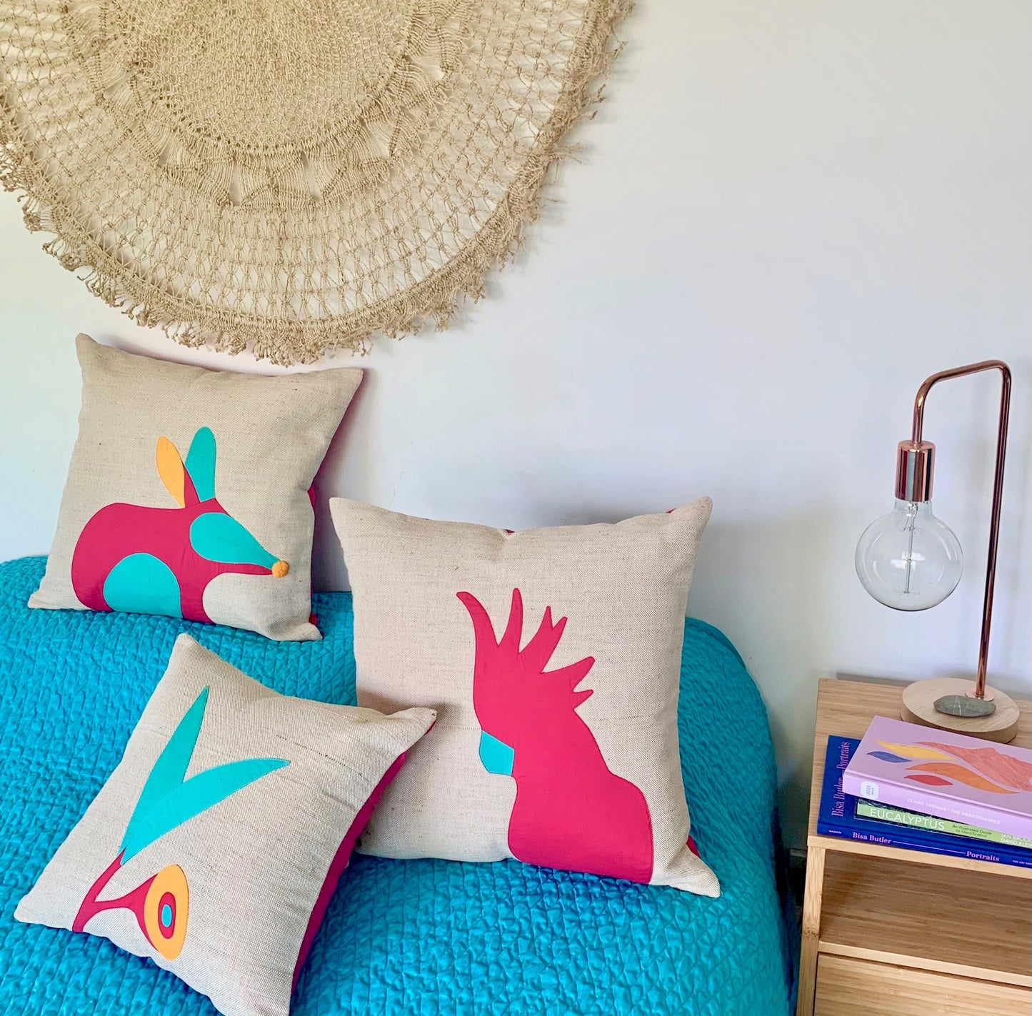 Cockatoo Cushion in Hot Pink