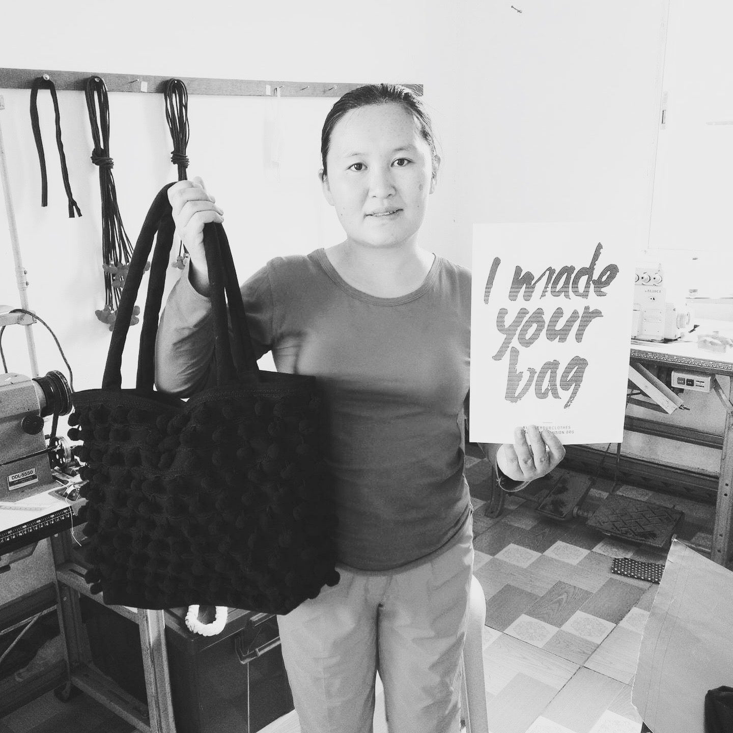 Ha Leh Pom Pom Tote in Black Bags and purses WEFTshop 