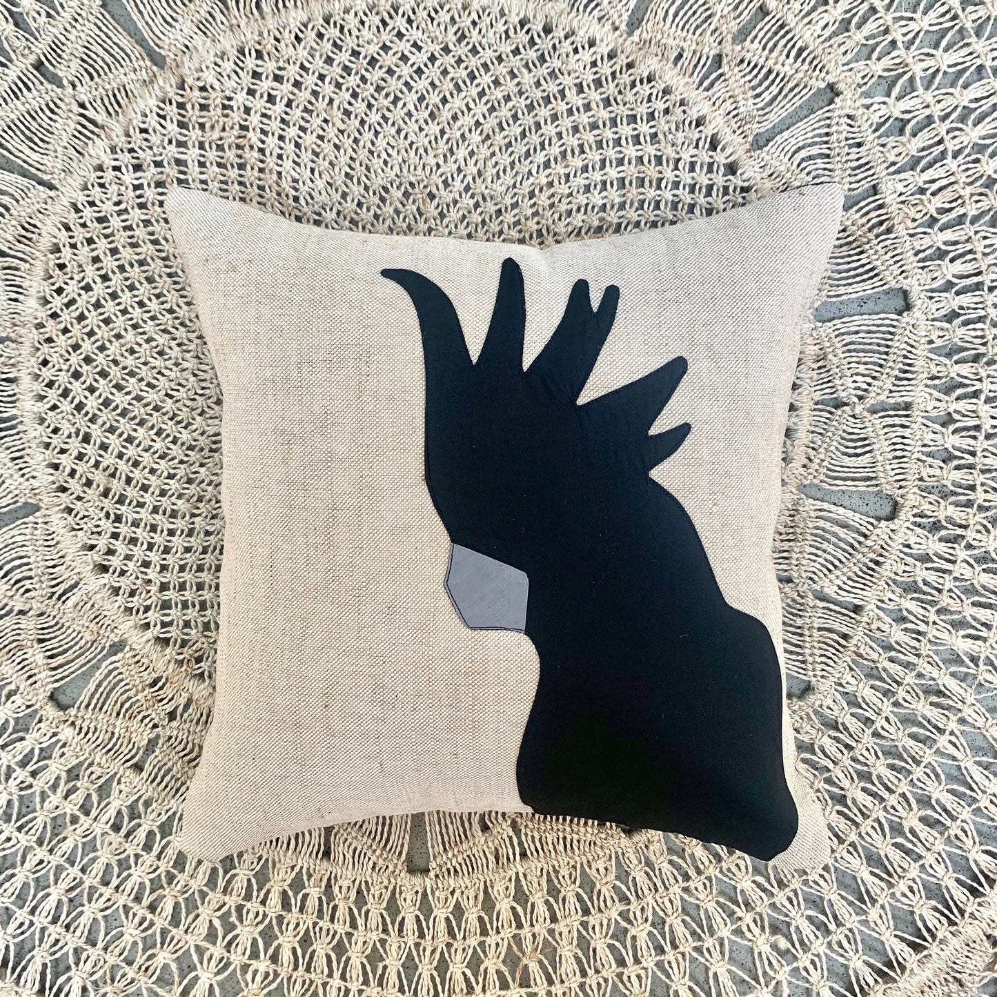 Cockatoo Cushion in Black