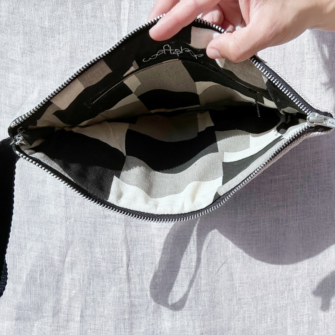 Cockatoo Jute Clutch in Black Bags and purses WEFTshop 