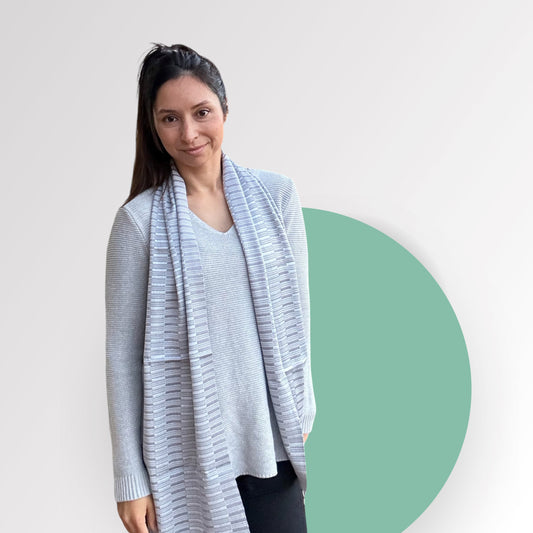 Mie Meh Scarf, Hand-Loomed Scarves and shawls WEFTshop Grey Blue 