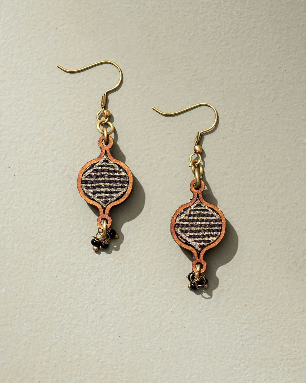 Upcycled Fabric & Wood Earring Danglers