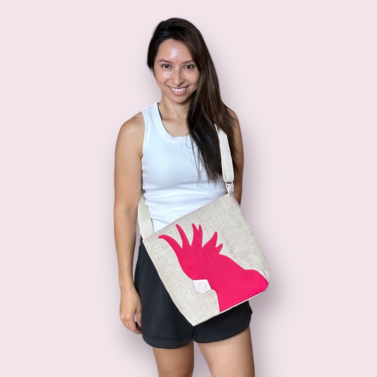 Cockatoo Crossbody Jute Shoulder Bag in Pink WEFTshop 