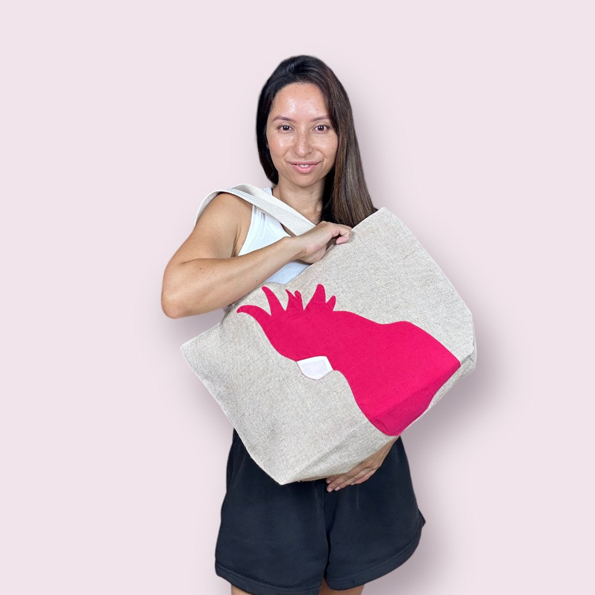 Cockatoo Jute Tote in Pink Bags and purses WEFTshop 