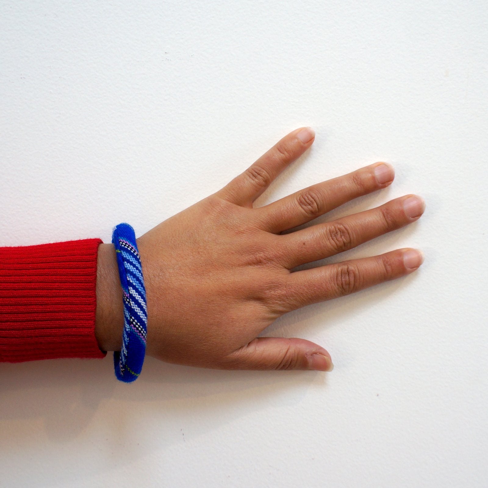 Ya Ta Kon Bangle Textile Jewellery WEFTshop Bright Blue 