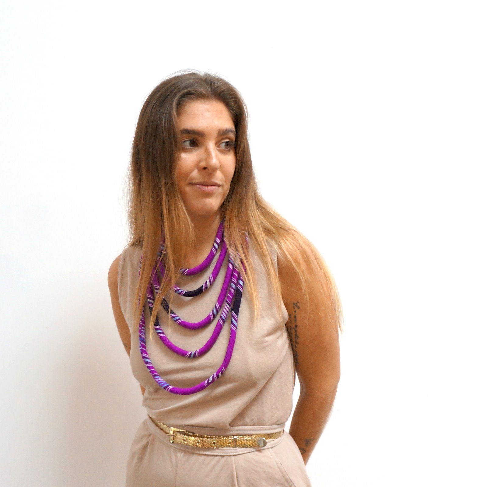 Ya Ta Kon Necklace- 5 strand Textile Jewellery WEFTshop 