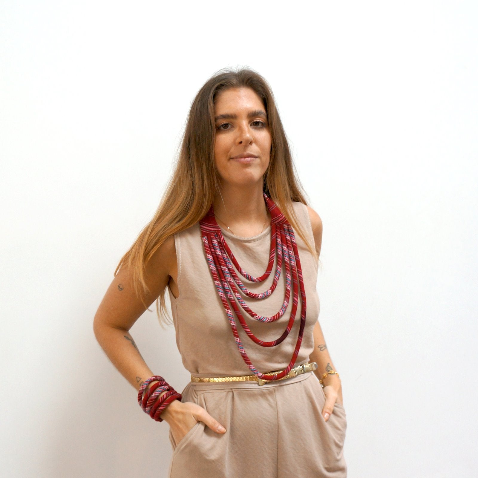 Ya Ta Kon Necklace- 5 strand Textile Jewellery WEFTshop 