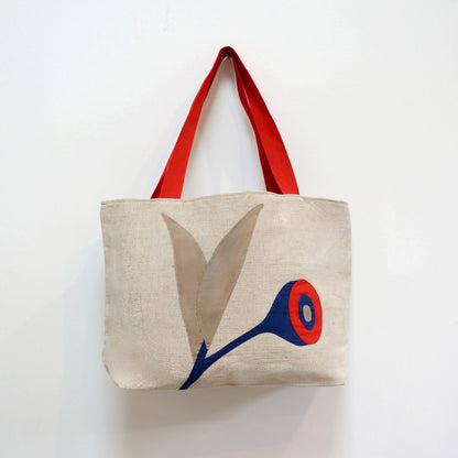 Gumnut Leaf Jute Tote in Blue and Red Bags and purses WEFTshop 