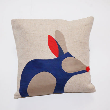 Bilby Cushion in Navy Blue and Red WEFTshop 50cm 