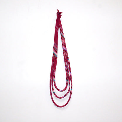 Ya Ta Kon Necklace - 3 strand Textile Jewellery WEFTshop Red 