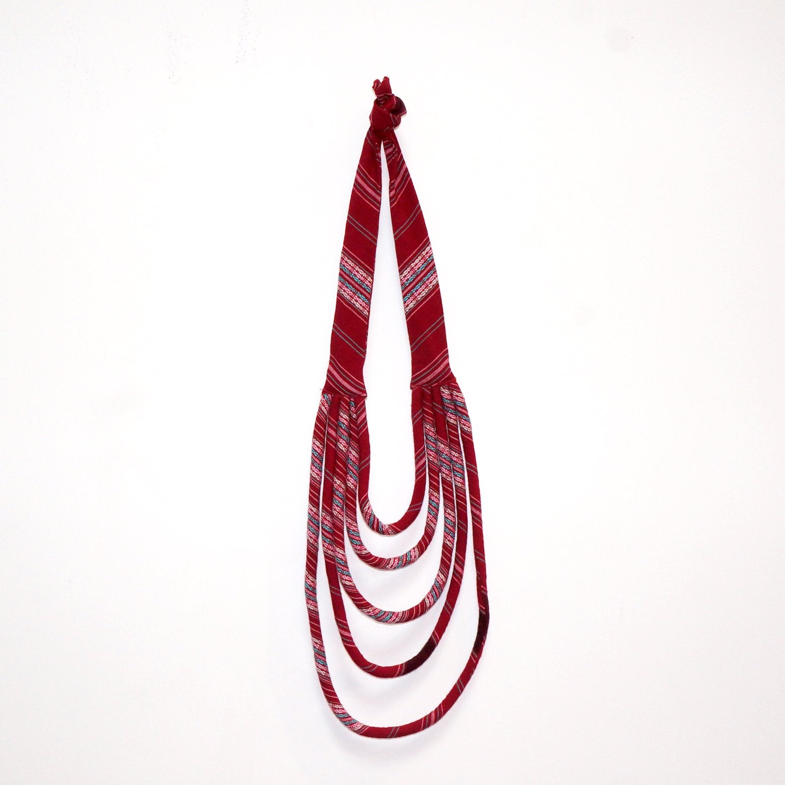 Ya Ta Kon Necklace- 5 strand Textile Jewellery WEFTshop Red 