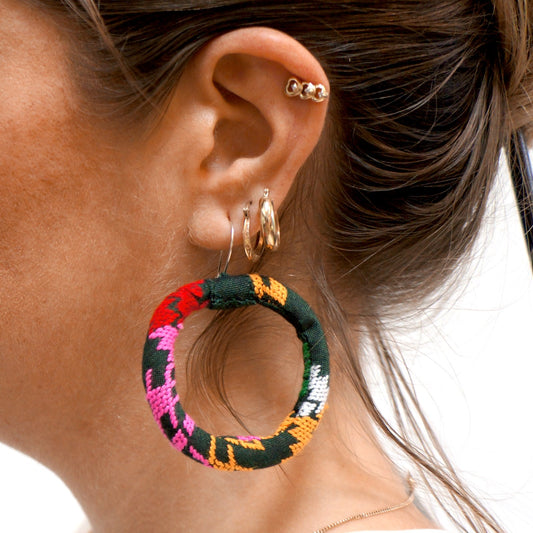 Ah Ji Earrings - large Textile Jewellery WEFTshop 