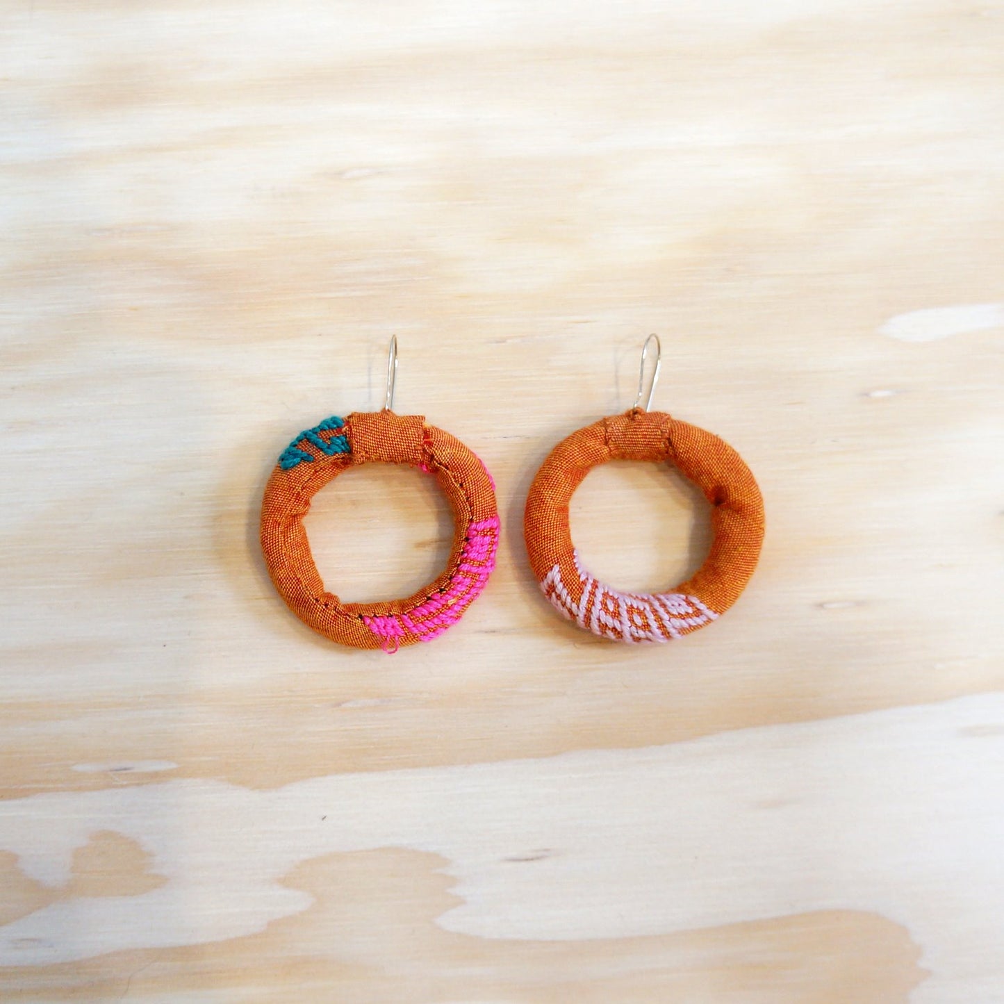 Ah Ji Earrings - small Textile Jewellery WEFTshop Copper orange 