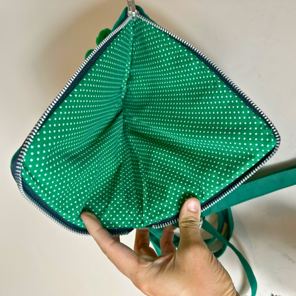 Ha Leh Handmade Pom Pom Mini Crossbody Bag in Green