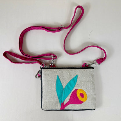 Mini Gumnut Crossbody Bag Convertible Clutch in Pink & Aqua