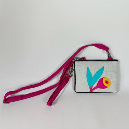 Mini Gumnut Crossbody Bag Convertible Clutch in Pink & Aqua
