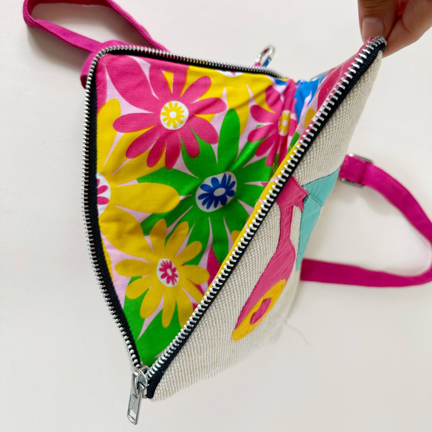 Mini Gumnut Crossbody Bag Convertible Clutch in Pink & Aqua