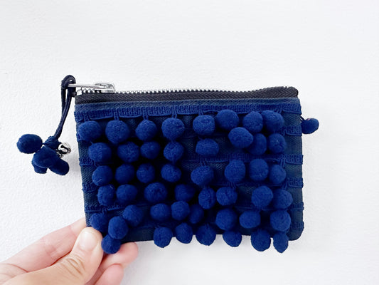 Ha Leh Handmade Pom Pom Purse in Navy Bags and purses WEFTshop 