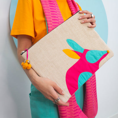 Bilby Laptop Wallet in Hot Pink and Aqua Bags and purses WEFTshop 
