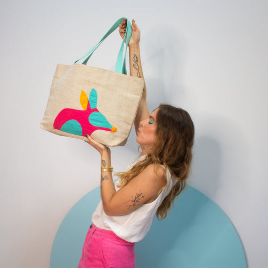 Bilby Jute Tote in Hot Pink Bags and purses WEFTshop 