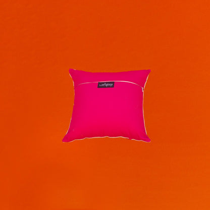 Gumnut Leaf Cushion in Aqua and Hot Pink WEFTshop 