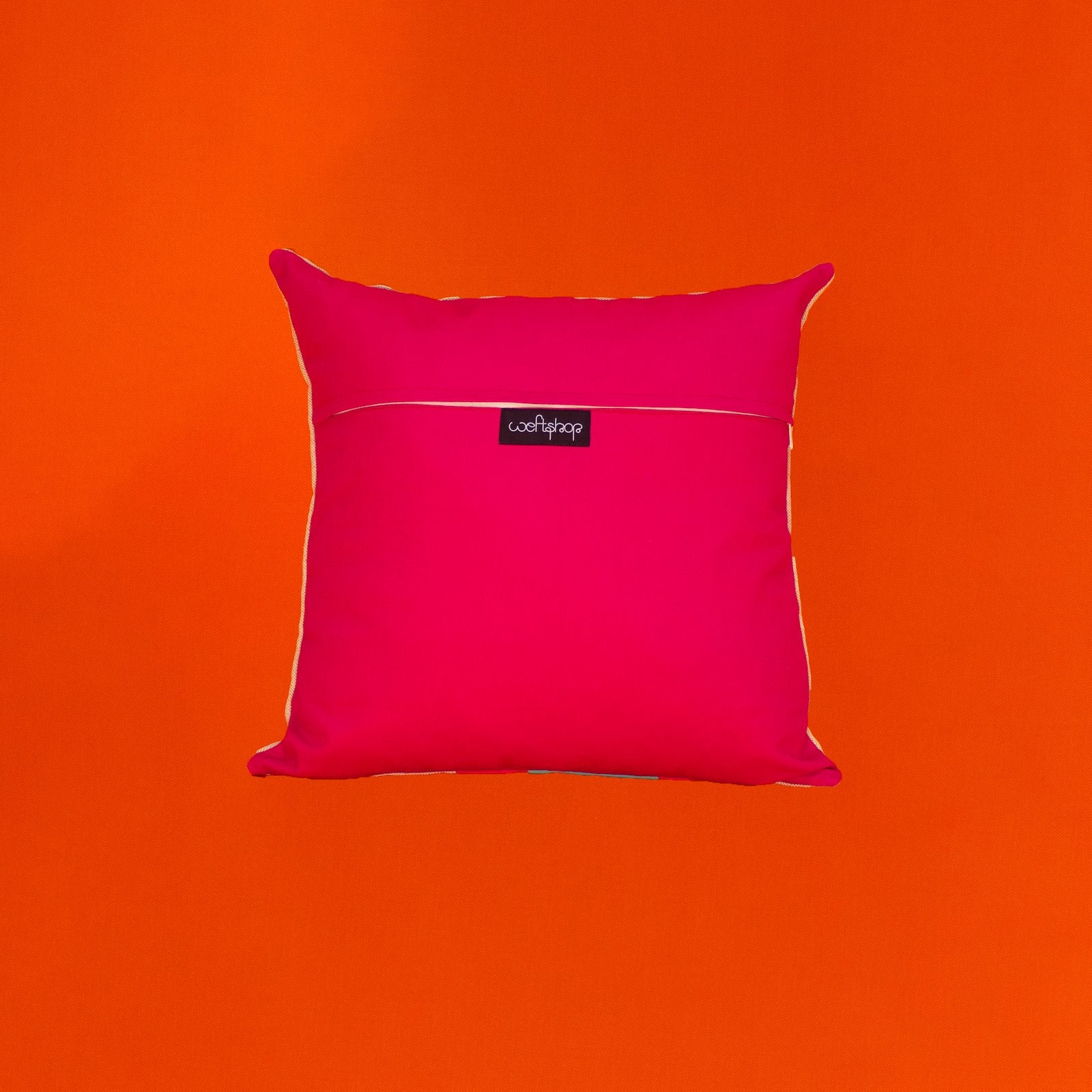 Gumnut Leaf Cushion in Aqua and Hot Pink WEFTshop 