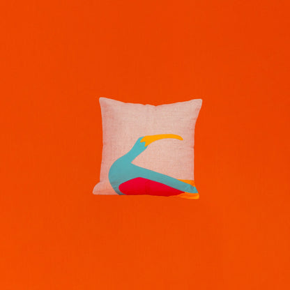 Ibis Cushion in Aqua and Hot Pink WEFTshop 40cm 