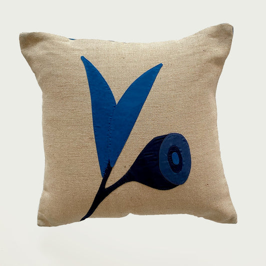 Gumnut Leaf Cushion in Navy Blue WEFTshop 40cm 