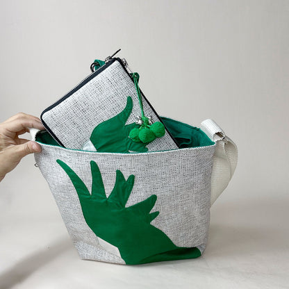 Cockatoo Crossbody Jute Shoulder Bag in Green