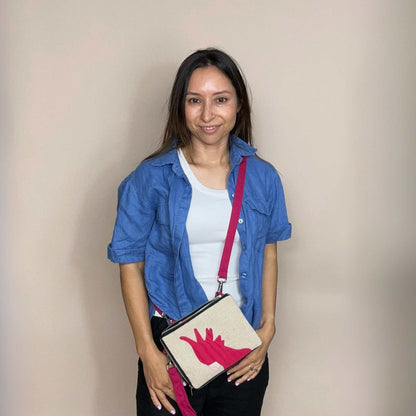 Cockatoo Jute Black Mini Crossbody Bag