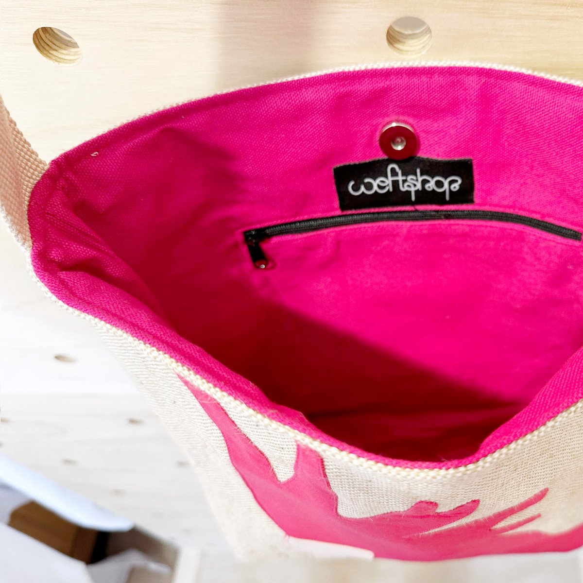 Cockatoo Crossbody Jute Shoulder Bag in Pink WEFTshop 