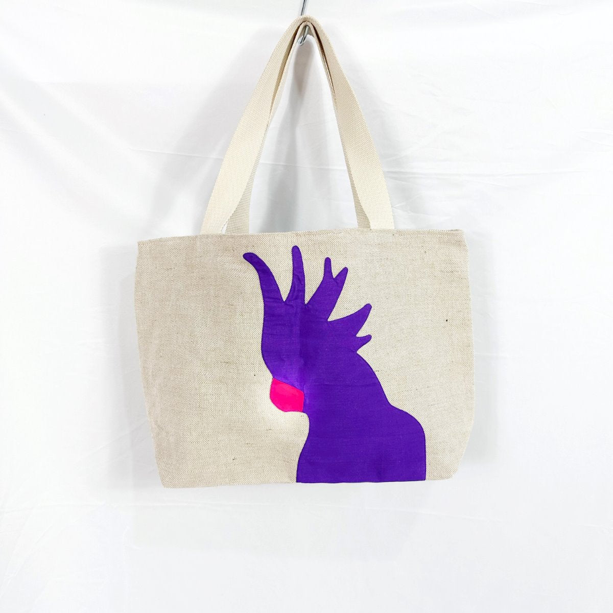 Cockatoo Jute Tote in Purple Bags and purses WEFTshop 