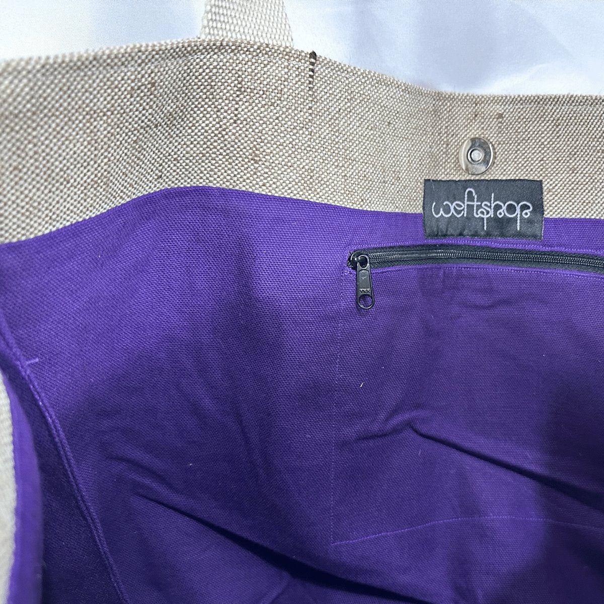 Cockatoo Jute Tote in Purple Bags and purses WEFTshop 