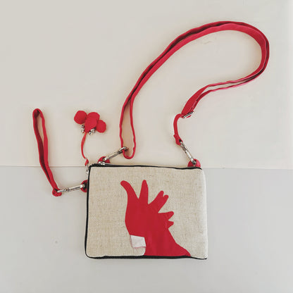 Cockatoo Jute Mini Crossbody Bag in Red