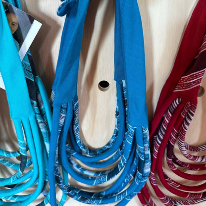 Ya Ta Kon Necklace - 3 strand Textile Jewellery WEFTshop Deep Blue 