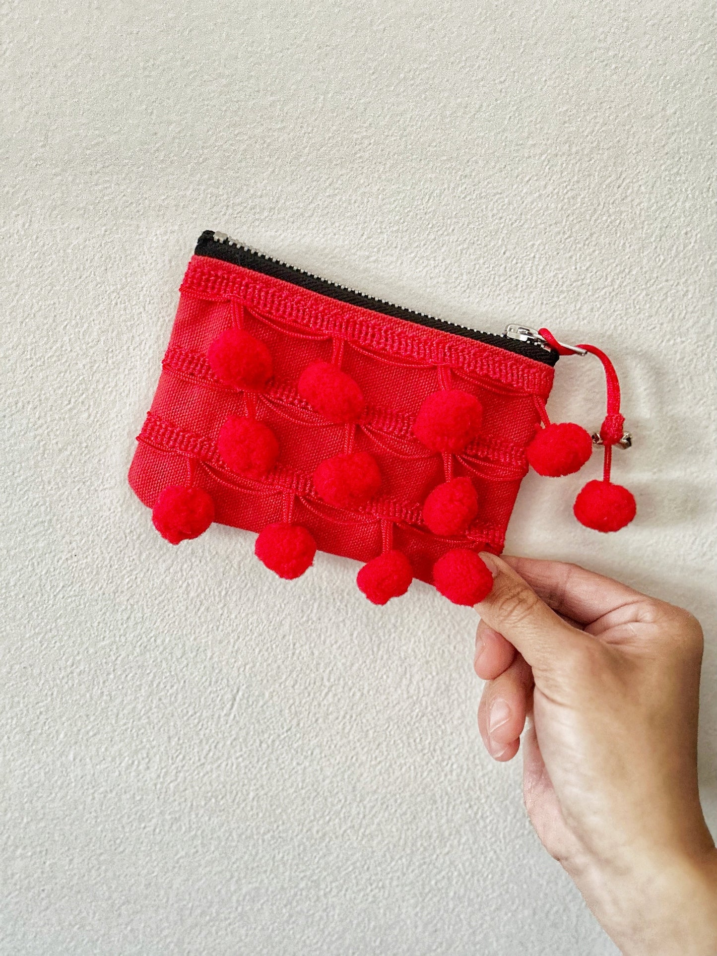 Ha Leh Handmade Pom Pom Purse in Red Bags and purses WEFTshop 