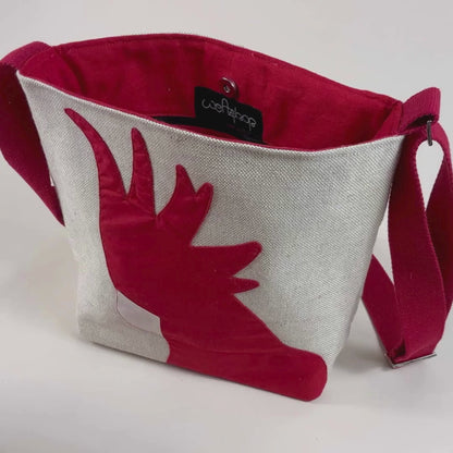 Cockatoo Crossbody Jute Shoulder Bag in Red