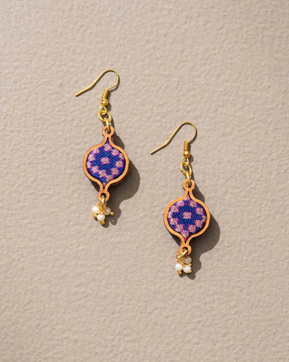 Upcycled Fabric & Wood Earring Danglers
