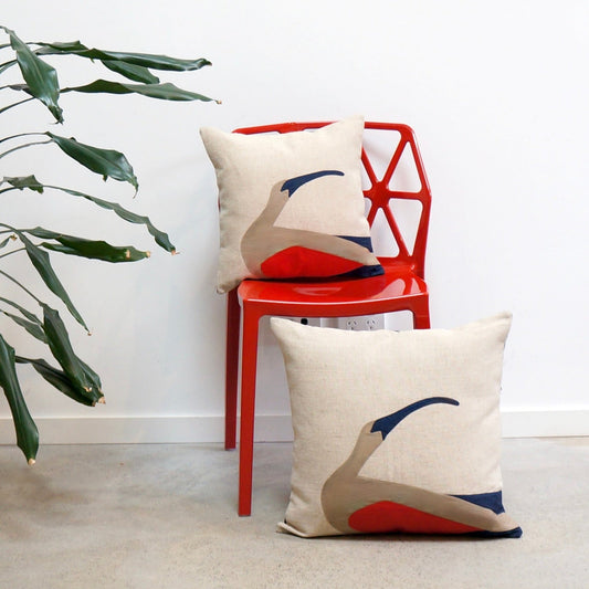 Ibis Cushion in Red and Navy Blue WEFTshop 50cm 