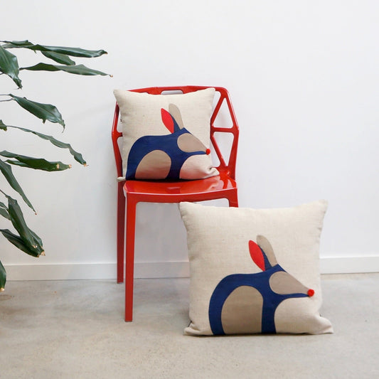 Bilby Cushion in Navy Blue and Red WEFTshop 