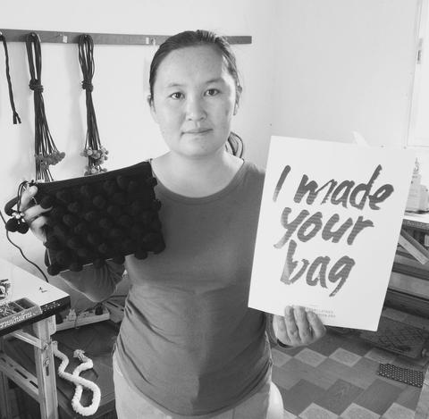 Ha Leh Mini Handmade Pom Pom Mini Shoulder Bag in Black Bags and purses WEFTshop 
