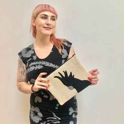Cockatoo Jute Clutch in Black Bags and purses WEFTshop 