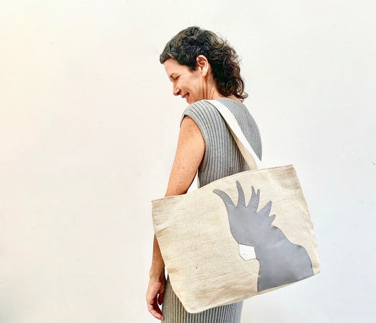 Cockatoo Jute Tote in Grey WEFTshop 